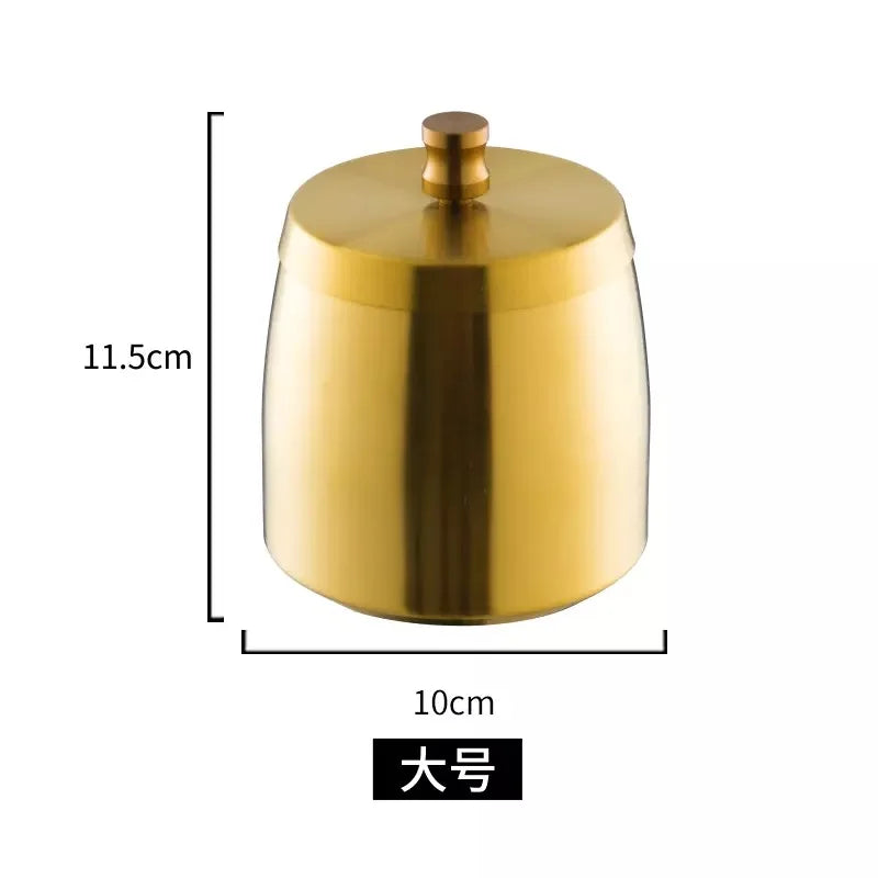 Personality trend anti-fly ash with cover home hotel bar restaurant custom stainless steel large ashtray ashtray Oasis Select Golden large B