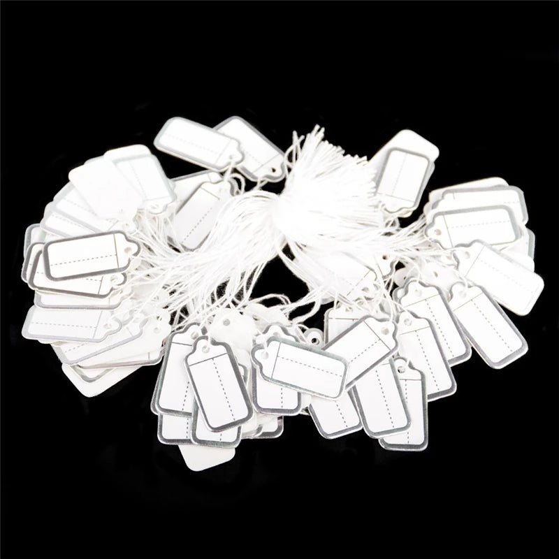 100 Pre-Strung Blank Swing Price Tags | Jewelry Hangtags