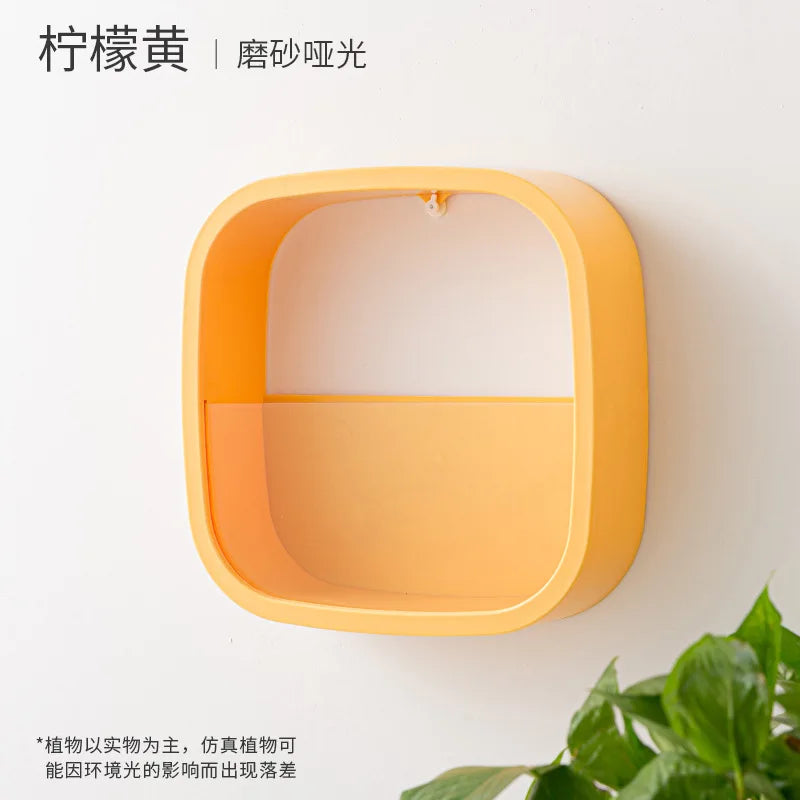 Flowerpot wall hanging green rose and copper coin grass wall hanging flower box creative Nordic living room decoration Oasis Select Yellow