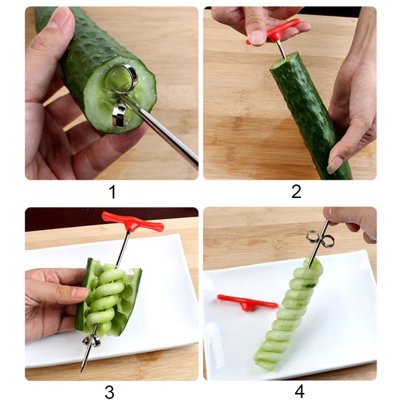 Manual Spiral Vegetable Slicer – Stainless Steel Twist Cutter Spiral Vegetable Slicer Oasis Select