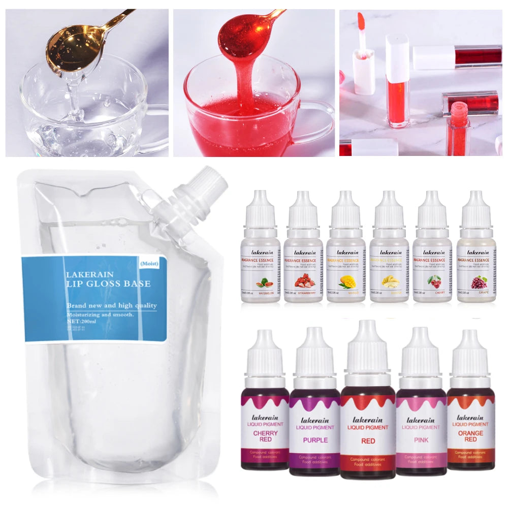 10ml Lip Gloss Liquid Pigment Flavor Essence Oil Drop for Clear Lip Gloss Base Gel Lip Glaze Odorless Moisturizing Lipgloss Base Oasis Select