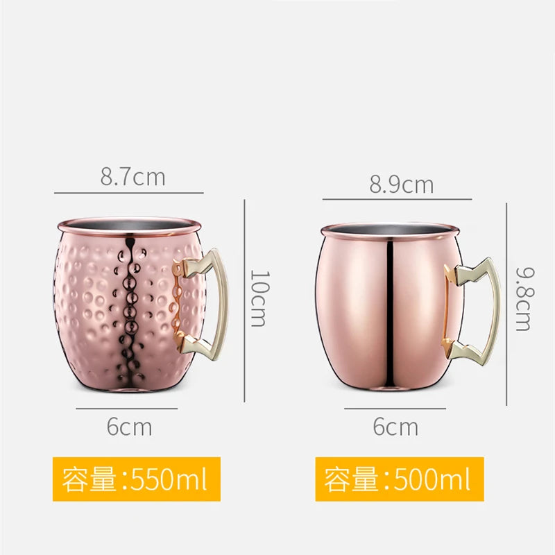 550ml 18 Ounces Hammered Copper Plated Moscow Mule Mug Beer Cup Coffee Cup Mug Copper Plated Bar Drinkware Oasis Select
