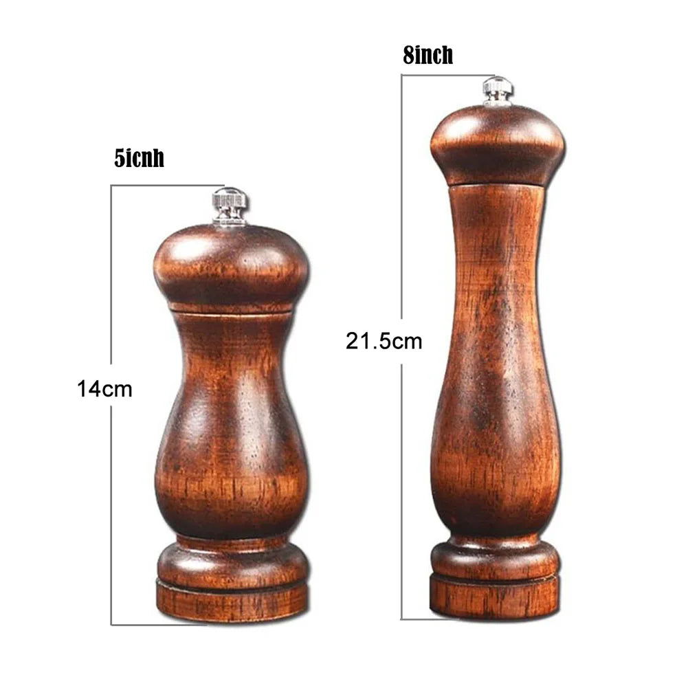 4PC Oak Pepper Grinder Coarse Salt Solid Wooden Oak Pepper Mill Handheld With Adjustable Ceramic Core Manual Kitchen Tools Oasis Select