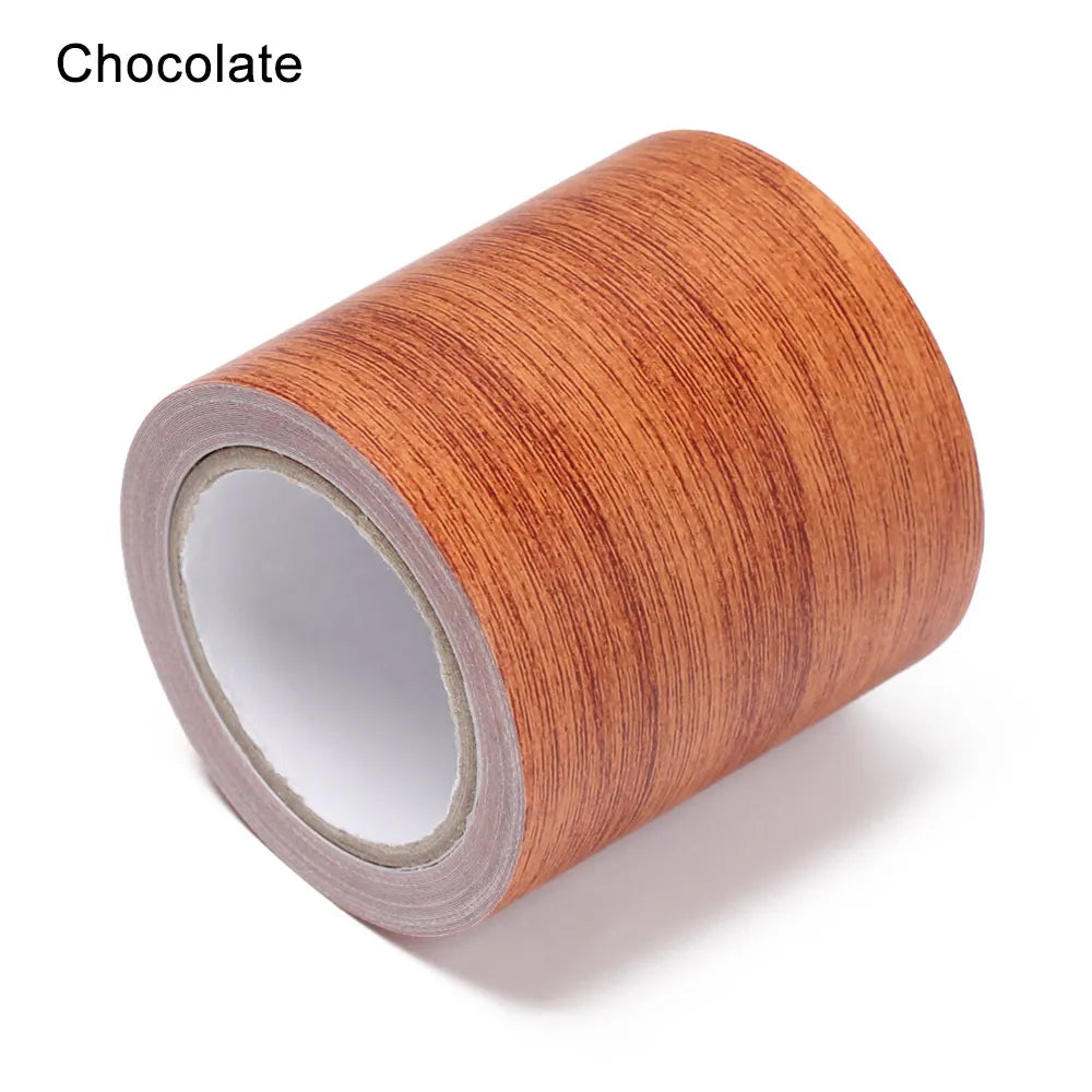 5M/Roll Furniture Adhensive Duct Tape Realistic Wood Grain Repair Renovation Skirting Line Floor Sticker Home Decor Accessories Oasis Select chocolate 5m 5.7cm