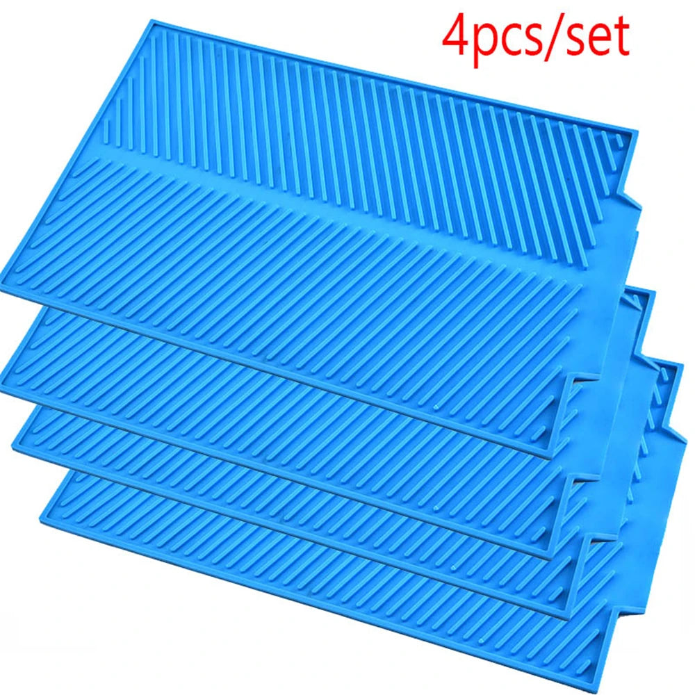 4pcs/set Dish Drying Mat Heat Resistant Non-slip Tray Silicone Tableware Dishwaser Pad Dinnerware Table Mat Placemat 39*25cm Oasis Select blue-4pcs L 39x25cm