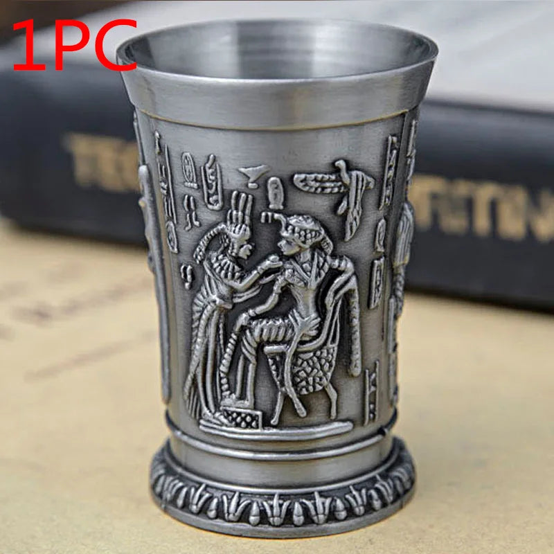 Creative European Retro Wine Glass Zinc Alloy Egyptian Wine Glass Ancient Egypt Wine Glass Metal Crafts Christmas Halloween Gift Oasis Select 1pc Ramses