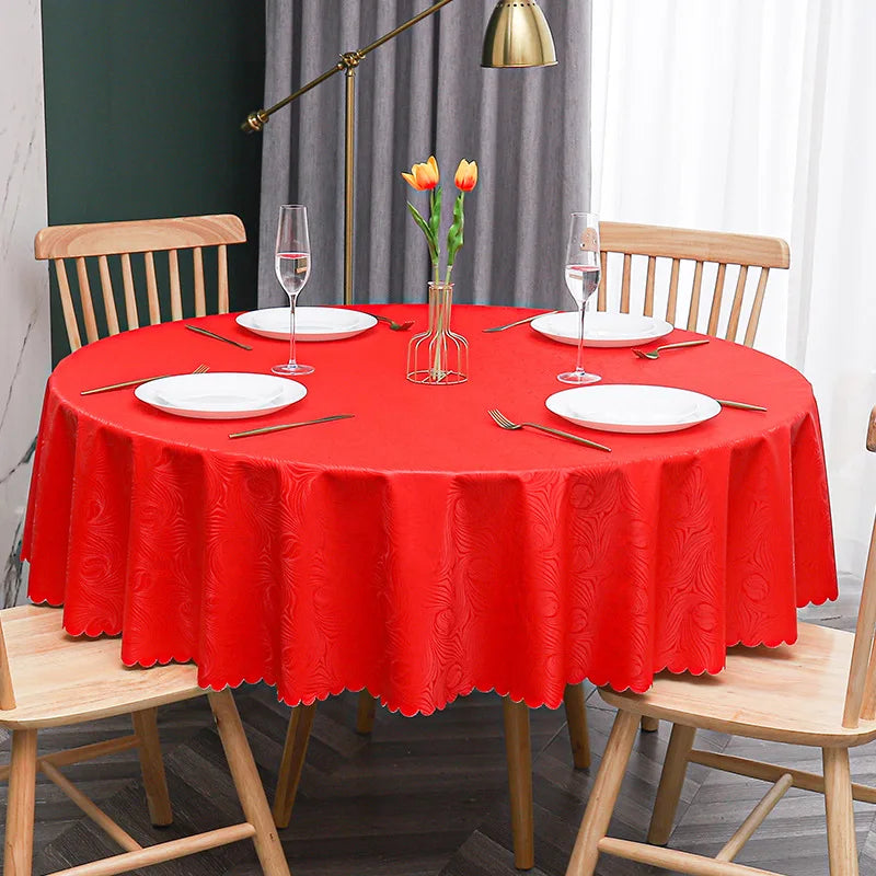 European waterproof oil proof scald proof and wash free round table cloth for Hotel round table cloth round table cover Oasis Select Diameter 140cm Scarlet