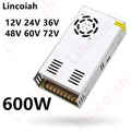 AC 100-240V Switching Power Supply DC 12V 24V 36V 48V 60V 600W 10A 12.5A 13.8A 25A 50A Adapter for LED Light Strip 3D printer Oasis Select 24V 600W