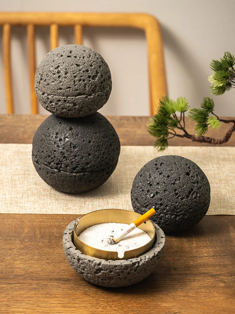 2021 new Cement ashtray creative personality trend anti fly ash with cover living room home office decoration ashtray Oasis Select