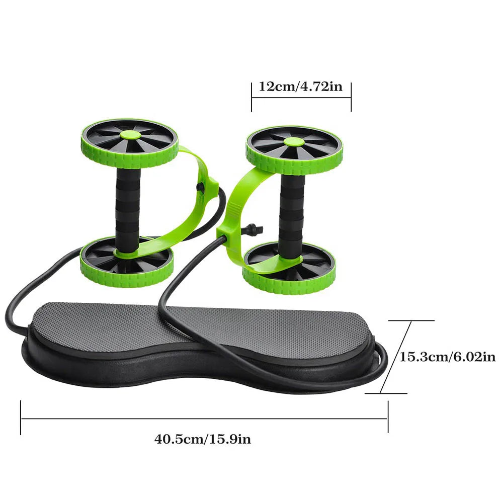 Abdominal Double Wheel Ab Roller Gym Home Muscle Exercise Fitness Equipment Pull Rope Resistance Bands Slimming Device Oasis Select