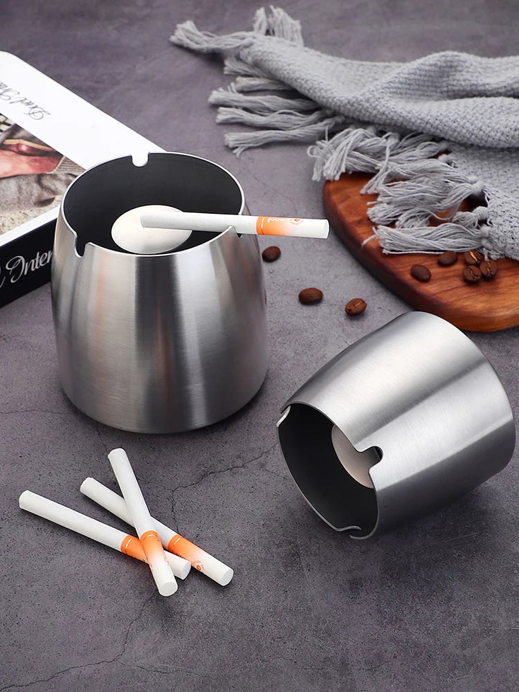 Personality trend anti-fly ash with cover home hotel bar restaurant custom stainless steel large ashtray ashtray Oasis Select
