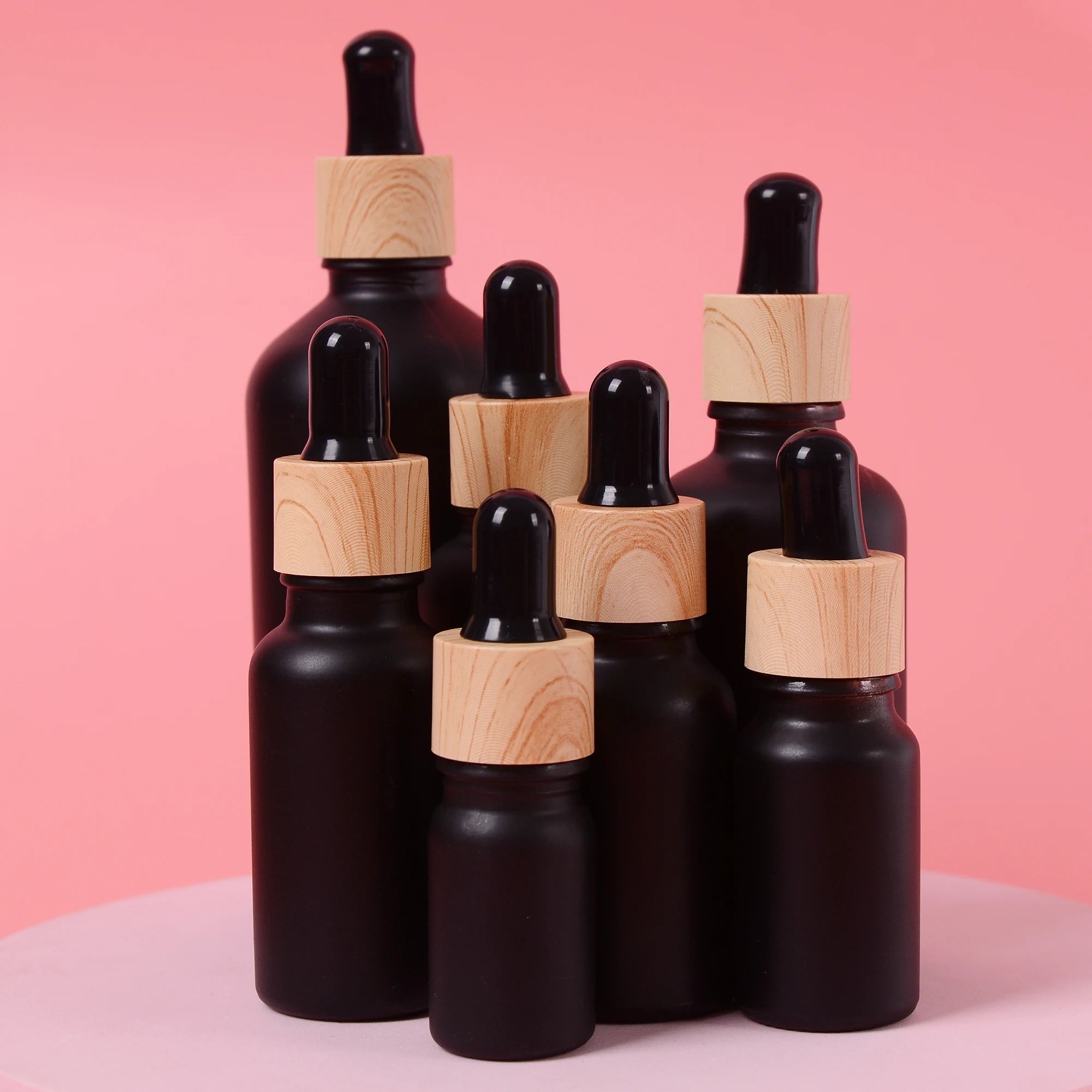 Frosted Black Glass Dropper Bottles Refillable 5–100ml
