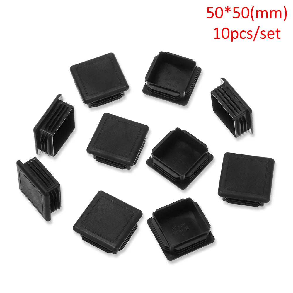 10pcs/pack Plastic Black Blanking End Caps Protector Square/Round Table Chair Foot Pad Furniture Feet Non-Slip Covers Oasis Select 50x50mm