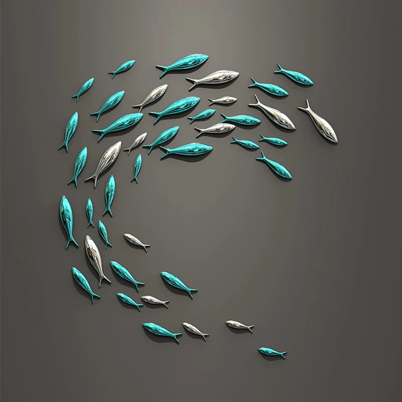 Creative Wall Decoration pendant 3D electroplating fish wall paste restaurant TV background wall fish wall decoration Oasis Select