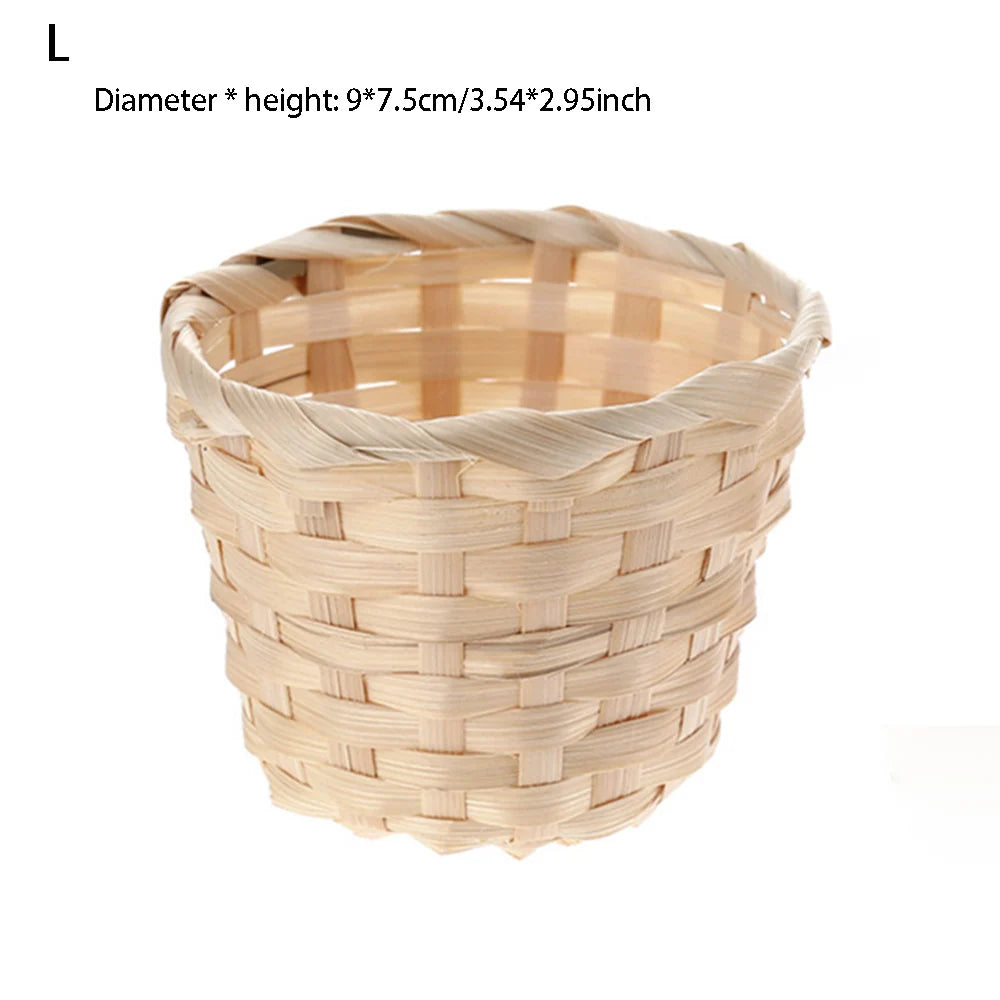 New Handmade Bamboo Garden Flower Pot Wicker Basket Straw Patchwork Wicker Rattan Seagrass Storage Organizer Nursery Pots Oasis Select 2