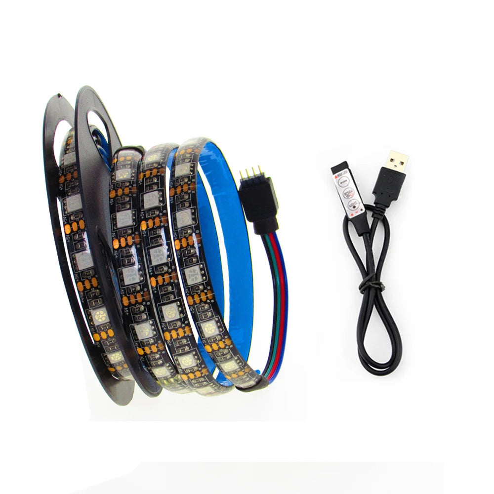 DC 5V RGB LED Strip USB Light Not Waterproof SMD 5050 0.5- 5M 5 V Volt TV PC Led Strip Light USB RGB Tape With Remote Controller Oasis Select With 3Key USB 4M