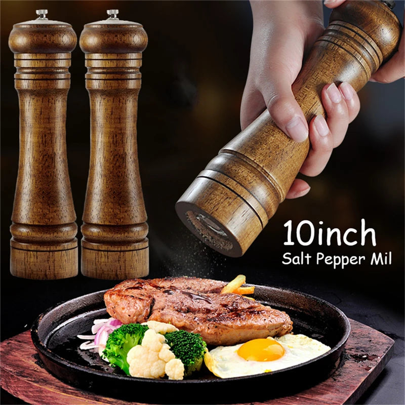 4-Pack Oak Wood Pepper & Salt Mill Grinder Set – Ceramic Core Salt & Pepper Mills Oasis Select