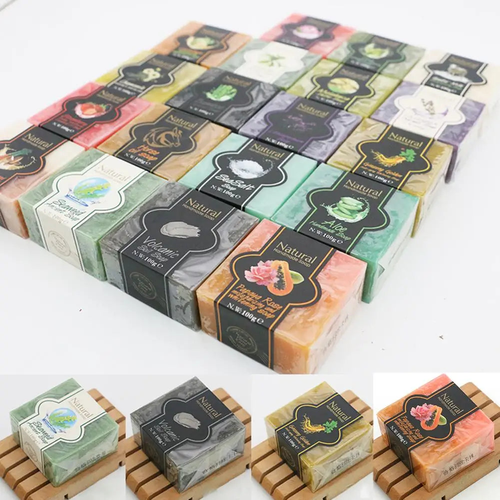 Natural Handmade Soap Bamboo Charcoal Oil Control Facial Cleaning Soap Chamomile Volcanic mud Hydrating Exfoliating Bath Soap Oasis Select
