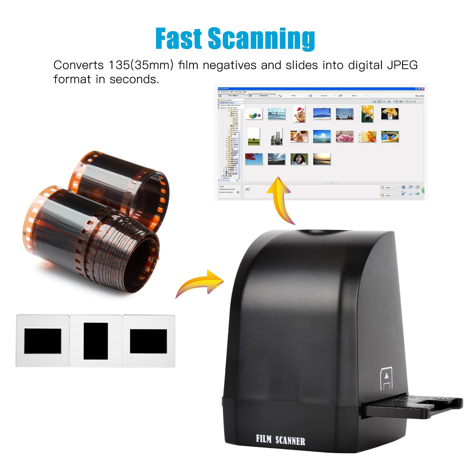 135 Film Slide Scanner Converter Portable Negative Film Scanner 8 Megapixel CMOS Convert 35mm/135mm Slides to Digital JPEG Photo Oasis Select