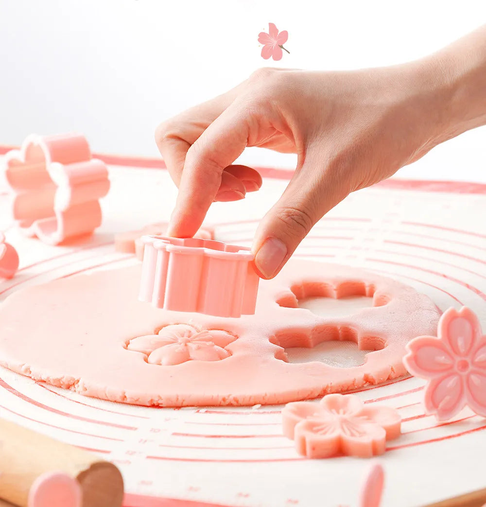 5pcs Sakura Cookie Mold Cherry Blossom Cookie Cutter Biscuit Pastry Mold Cutter Pink Flower DIY Floral Mold Fondant Baking Tool Oasis Select