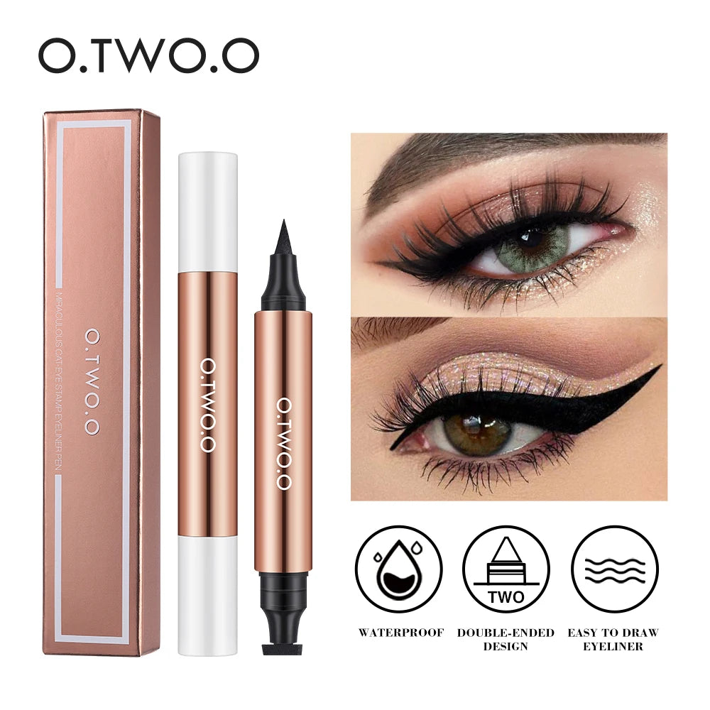O.TWO.O Double-Ended Stamp Eyeliner – Waterproof Black Pen
