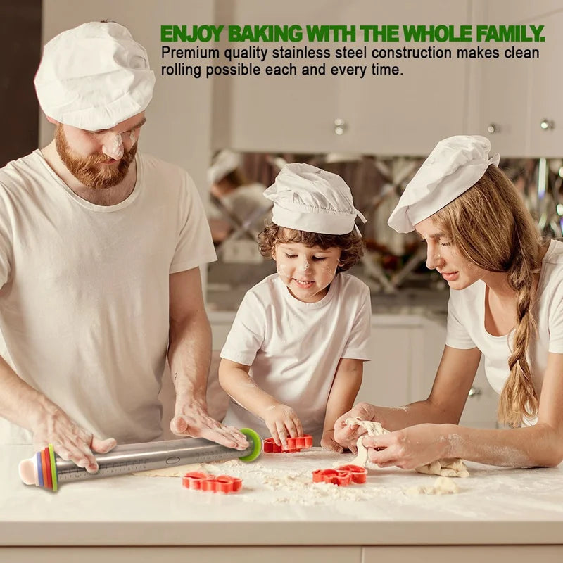 Adjustable Stainless Steel Rolling Pin – 4 Rings & Pastry Mat Adjustable Rolling Pin Oasis Select
