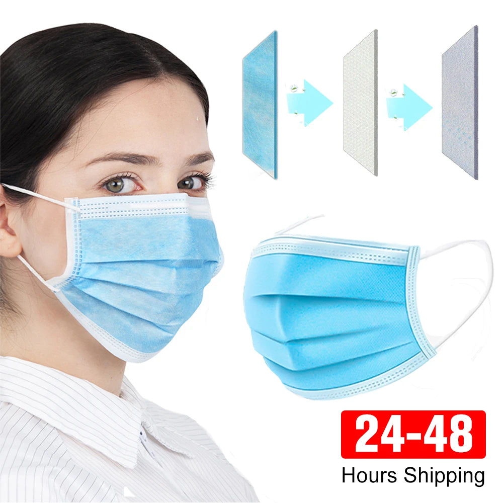 Masks 3-layer Mask Face Masks Melt Blown Cloth Disposable Anti-Dust Protective Masks Earloops Mouth Mask Black Mascarillas Oasis Select
