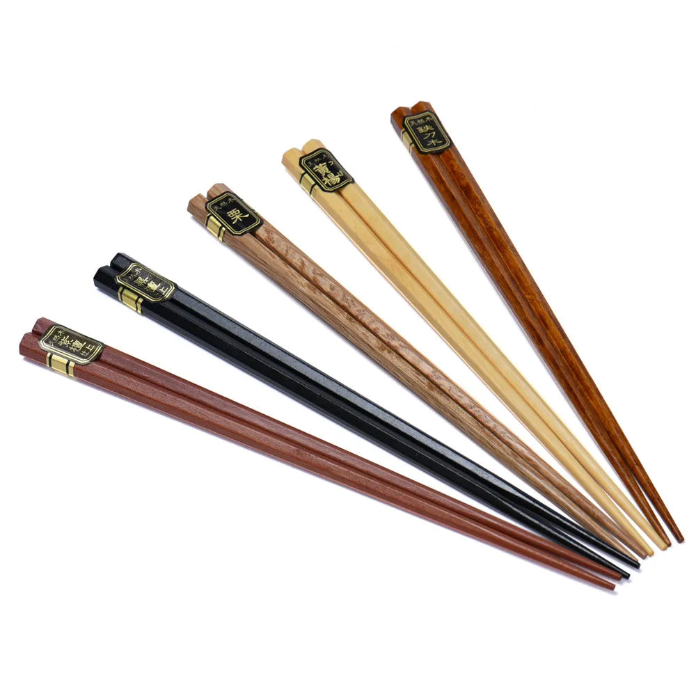 5 Pair Janpanese Korean Food Wooden Chopsticks Reusable Natural Beech Chopsticks Chinese Set Palillos Japanese Gift Pack Oasis Select