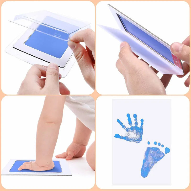 Baby Footprints Handprint Ink Pads No Touch Skin Inkless Ink Pad Kits for 0-6 Months Newborn Pet Cat Dog Paw Print Souvenir Gift Oasis Select