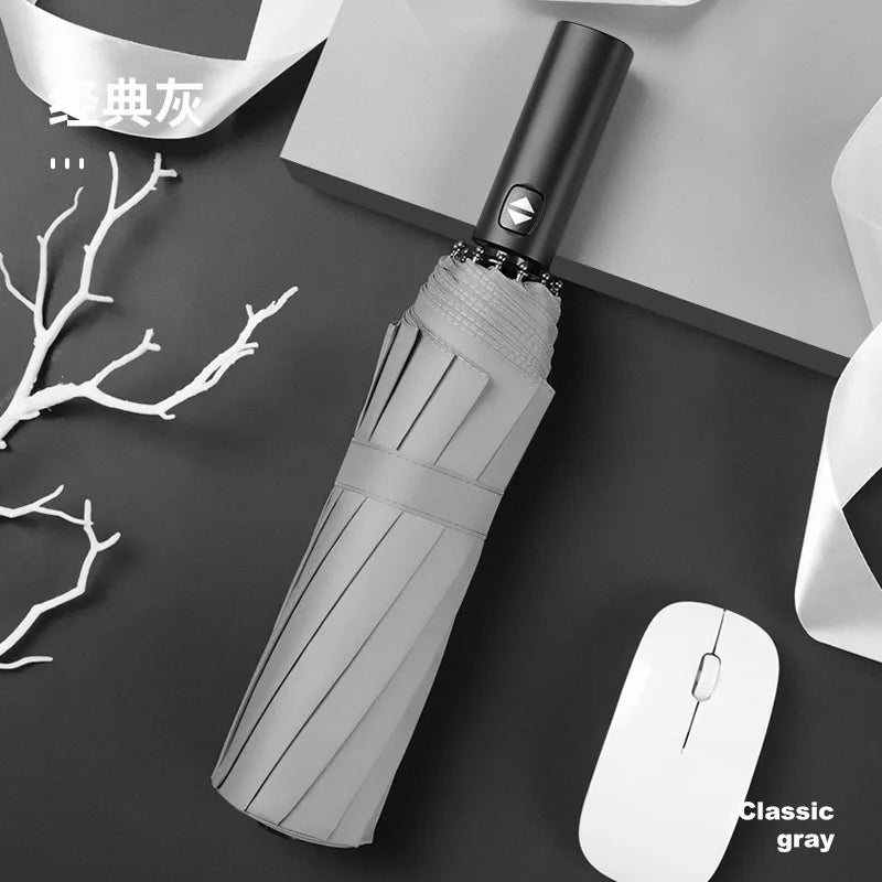Automatic 12 bone windproof automatic umbrella men's business solid folding umbrella Oasis Select