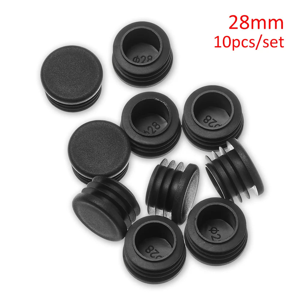 10pcs/pack Plastic Black Blanking End Caps Protector Square/Round Table Chair Foot Pad Furniture Feet Non-Slip Covers Oasis Select 28mm