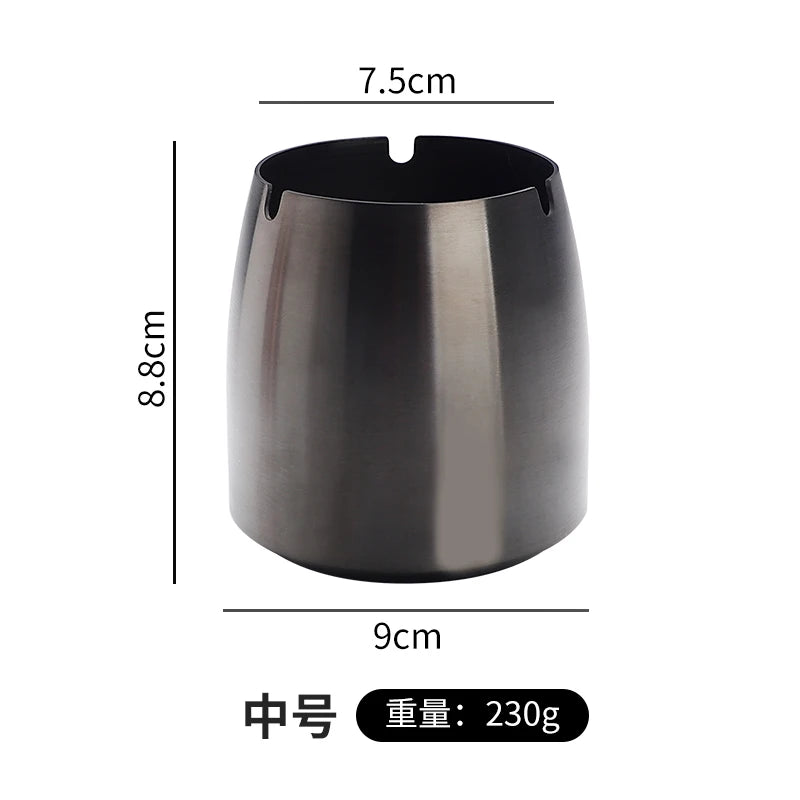 Personality trend anti-fly ash with cover home hotel bar restaurant custom stainless steel large ashtray ashtray Oasis Select black medium A