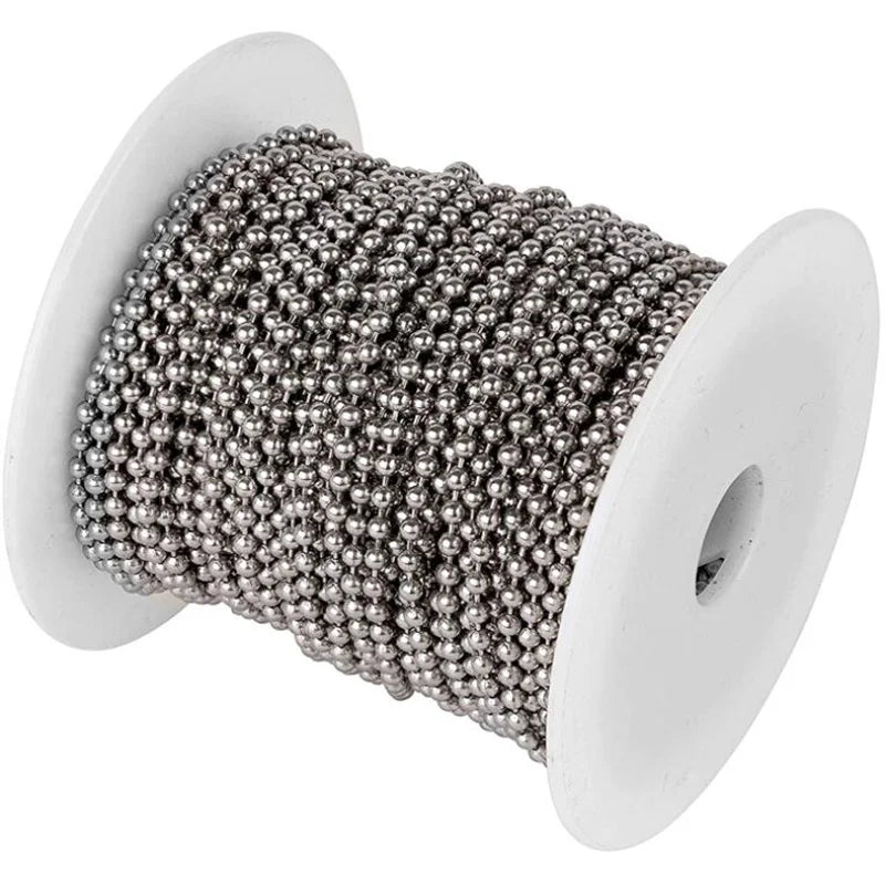 10m/Roll 1.5/2.0/3.0mm Stainless Steel Ball Beaded Chain Necklace Chains for Making Jewelry Dog Tag Keychain DIY Oasis Select stainless stell tone 1.5mm ball