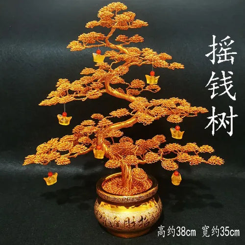 Aluminum wire handicrafts living room indoor bonsai fortune tree money tree money tree decorations home accessories Oasis Select 38cm x 35cm C