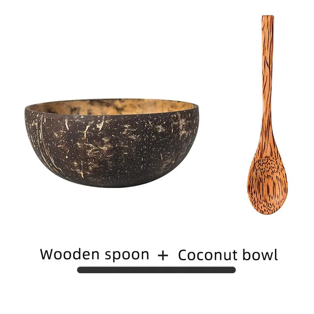 Natural Coconut Shell Bowl – Eco-Friendly Fruit & Salad Bowl Coconut Shell Bowl Oasis Select With a spoon