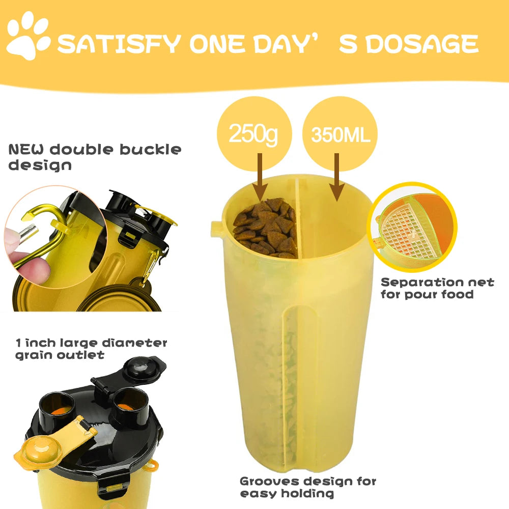 2-in-1 Portable Pet Food & Water Bottle with Folding Bowl Travel Pet Feeder Oasis Select