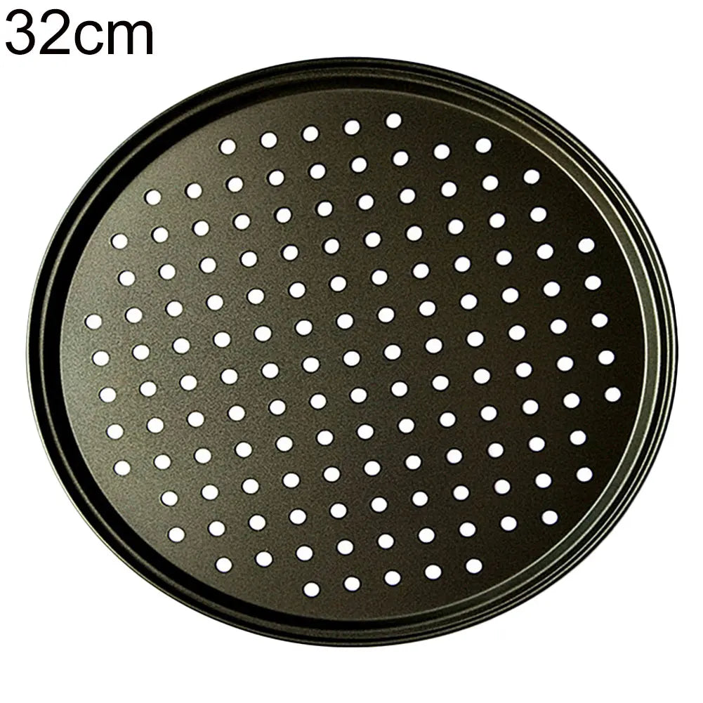 26/28/32CM Carbon Steel Non-stick Pizza Baking Pan Mesh Tray Plate Round Deep Dish Pizza Pan Tray Mould Bakeware Baking Tool Oasis Select 32cm