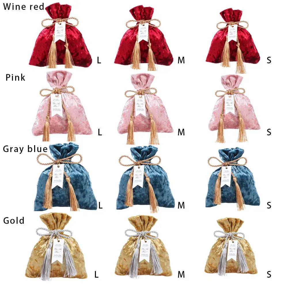 Velvet Cloth Drawstring Tassel Bag Velvet Candy Box Gift Bags Candy Storage Pouches Wedding Birthday Party Jewelry Organizer Oasis Select