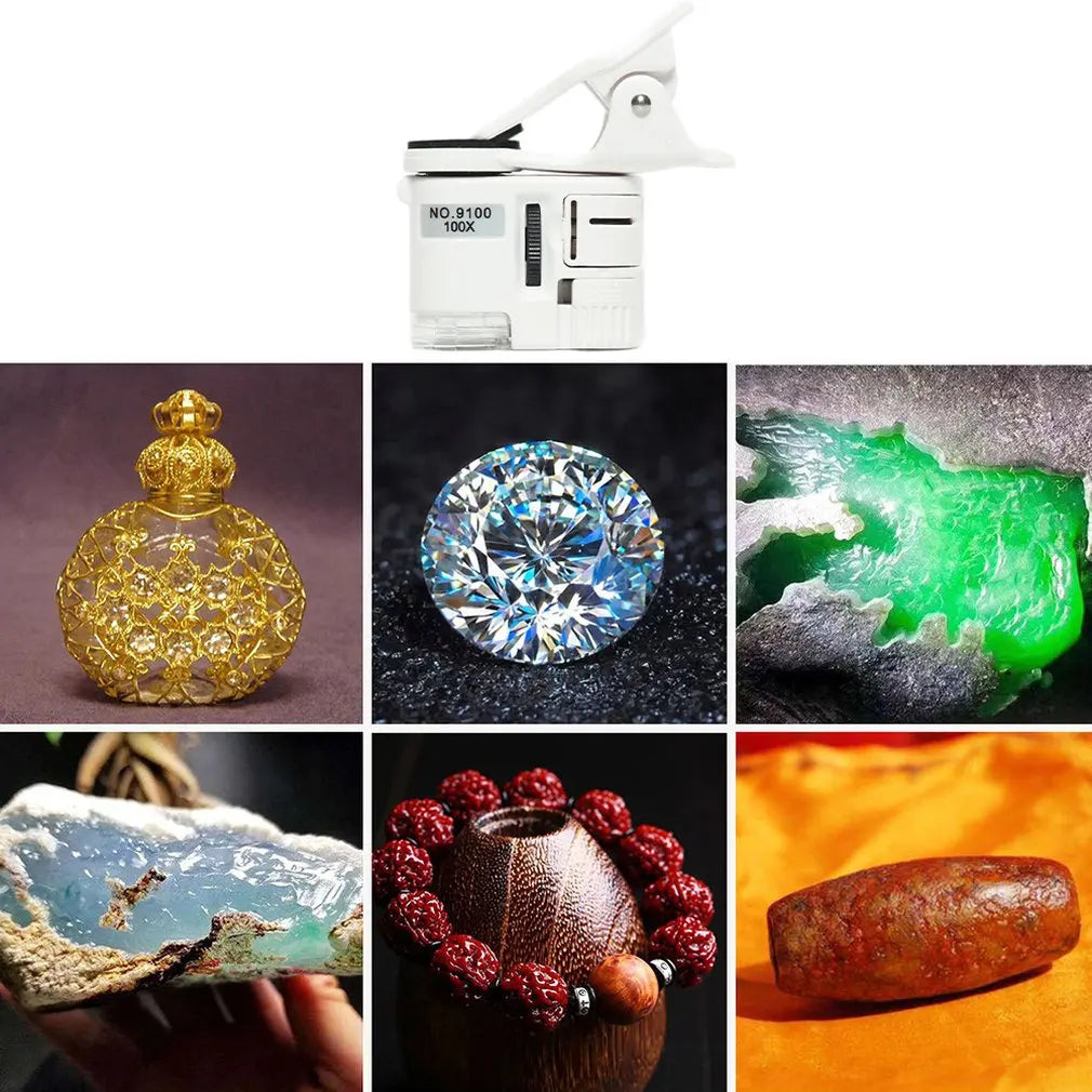 Magnifier 100X Mini Microscope Mobile Phone High-Definition Antique Jewelry Jade Identification Anti-Counterfeiting Oasis Select