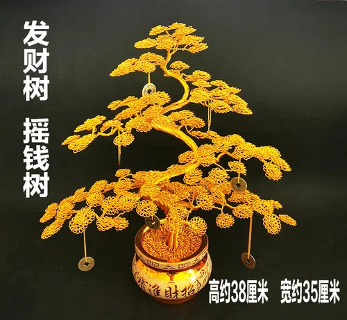 Aluminum wire handicrafts living room indoor bonsai fortune tree money tree money tree decorations home accessories Oasis Select 38cm x 35cm E