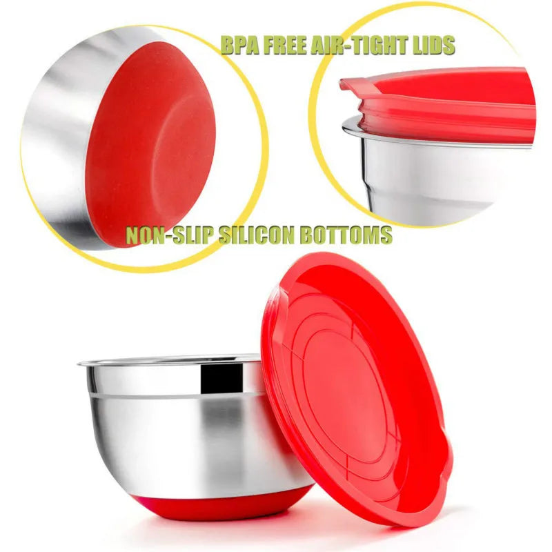 5-Piece Stainless Steel Nesting Mixing Bowls with Airtight Lids Mixing Bowl Set Oasis Select