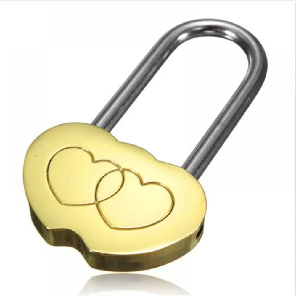 40mm Love lock tourist attraction wishing lock concentric lock wedding lock cannot be opened Engraved Double Heart Lock Oasis Select gold