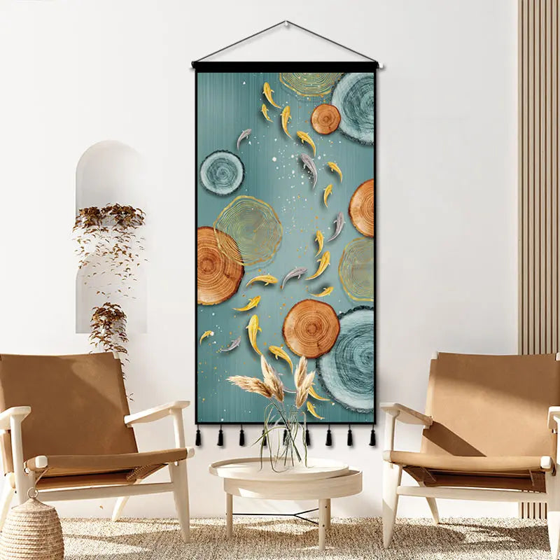 Tapestry decoration painting living room entrance porch new Chinese background cloth wall decoration hanging cloth wall decor Oasis Select