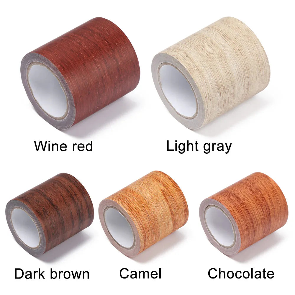 5M/Roll Furniture Adhensive Duct Tape Realistic Wood Grain Repair Renovation Skirting Line Floor Sticker Home Decor Accessories Oasis Select