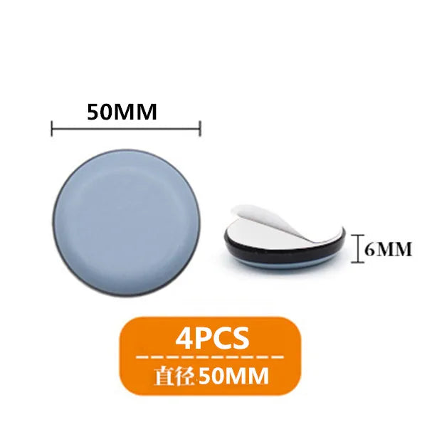 4PCS Floor Rubber Protector Pads Self-Adhesive Anticollision Round Mat Chair Table Glides Furnitures Legs Slider Home Supplies Oasis Select Round 50mm 4pcs