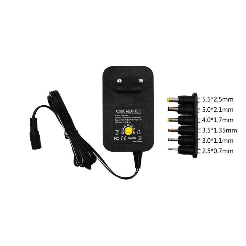 AC DC 220V To 12V Transformers USB Unviersal Power Supply 3V 5V 6V 9V 12V Adjustable Power Adapter Supply 3- 12 V Volt 30W Cable Oasis Select Number 2 EU Plug