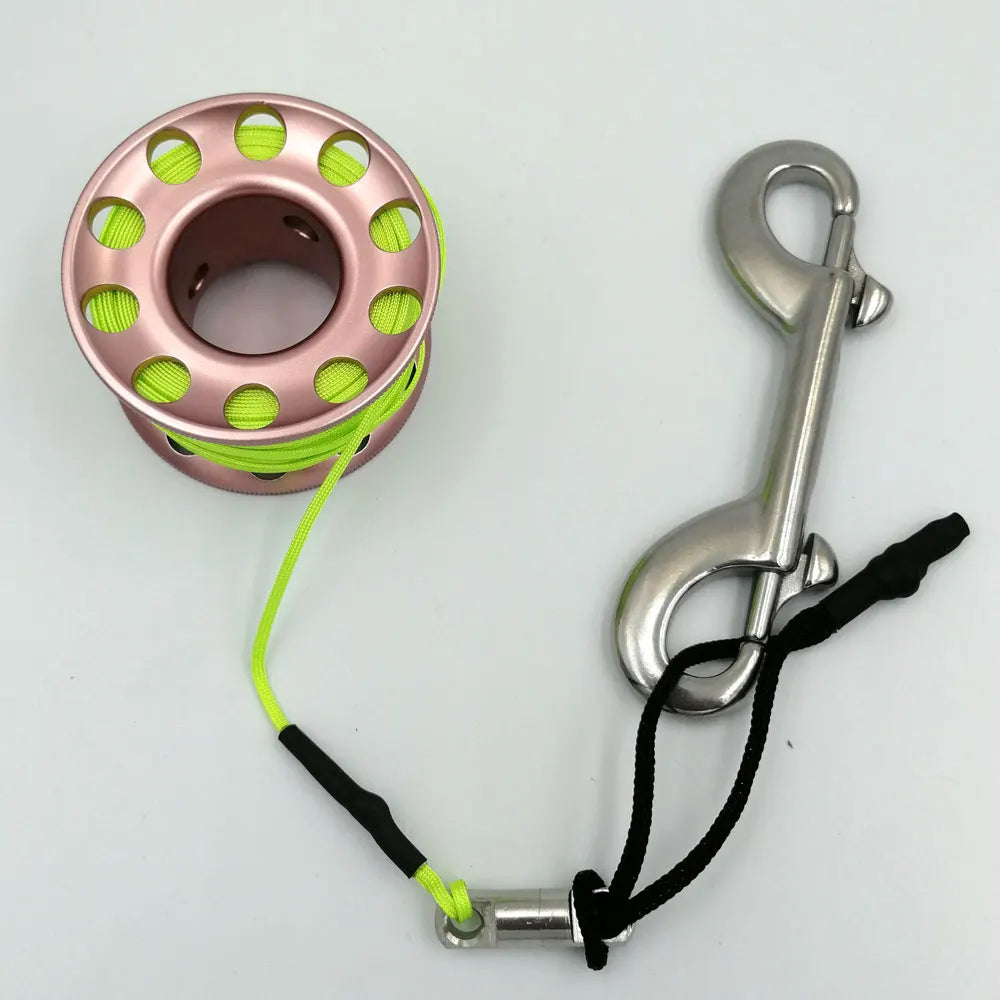 15m 20m Mini Scuba Diving Spool Finger Reel Bolt Snap Hook Aluminum Alloy Free Diving Finger Spool Dive Reel Oasis Select Gold 15M Green Line