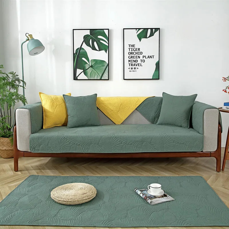 Four Seasons General sofa cushion pure cotton cloth cushion Nordic simple modern non slip solid wood sofa cover couch cover Oasis Select