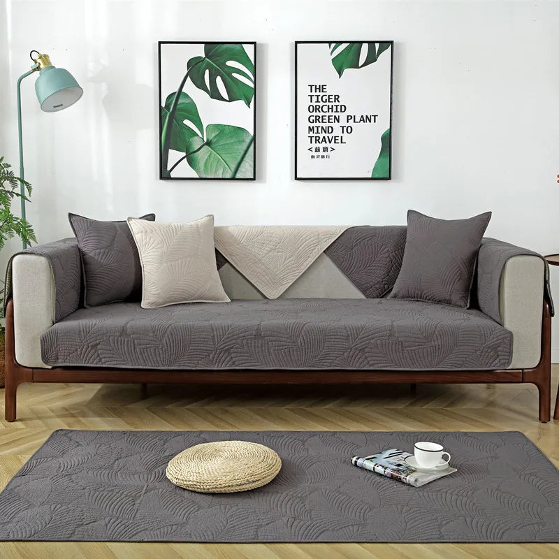 Four Seasons General sofa cushion pure cotton cloth cushion Nordic simple modern non slip solid wood sofa cover couch cover Oasis Select