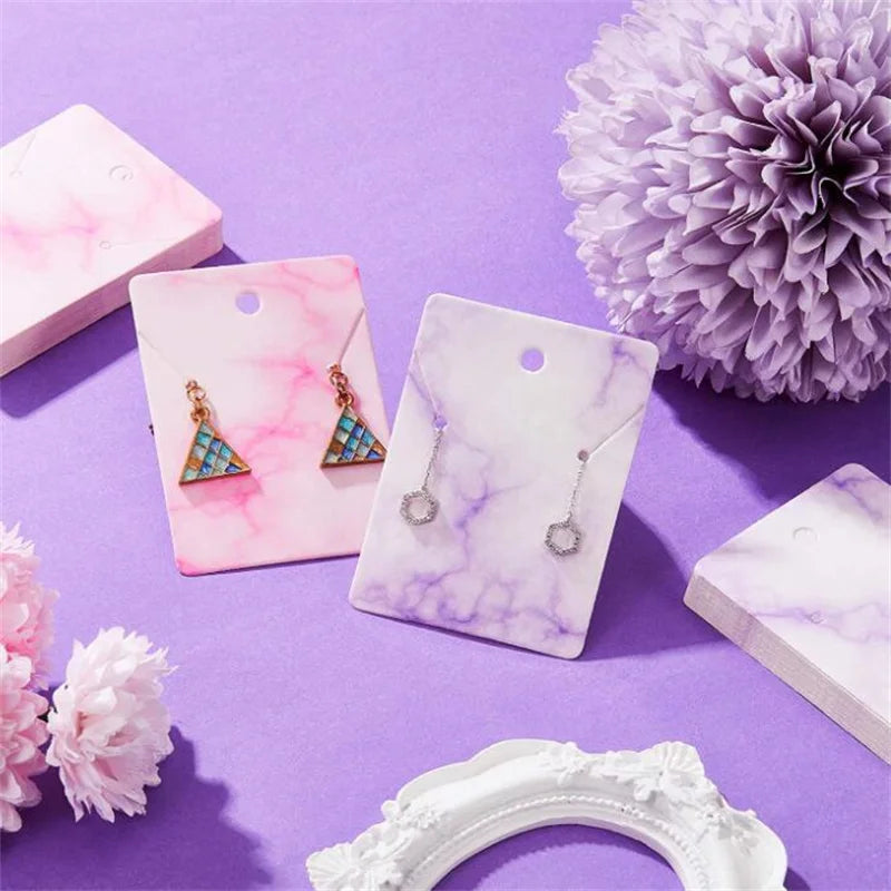 50pcs Marble Earring Display Cards Holder for Necklace Jewelry Packaging Selling Organizer Small Businesses Material Supplies Oasis Select